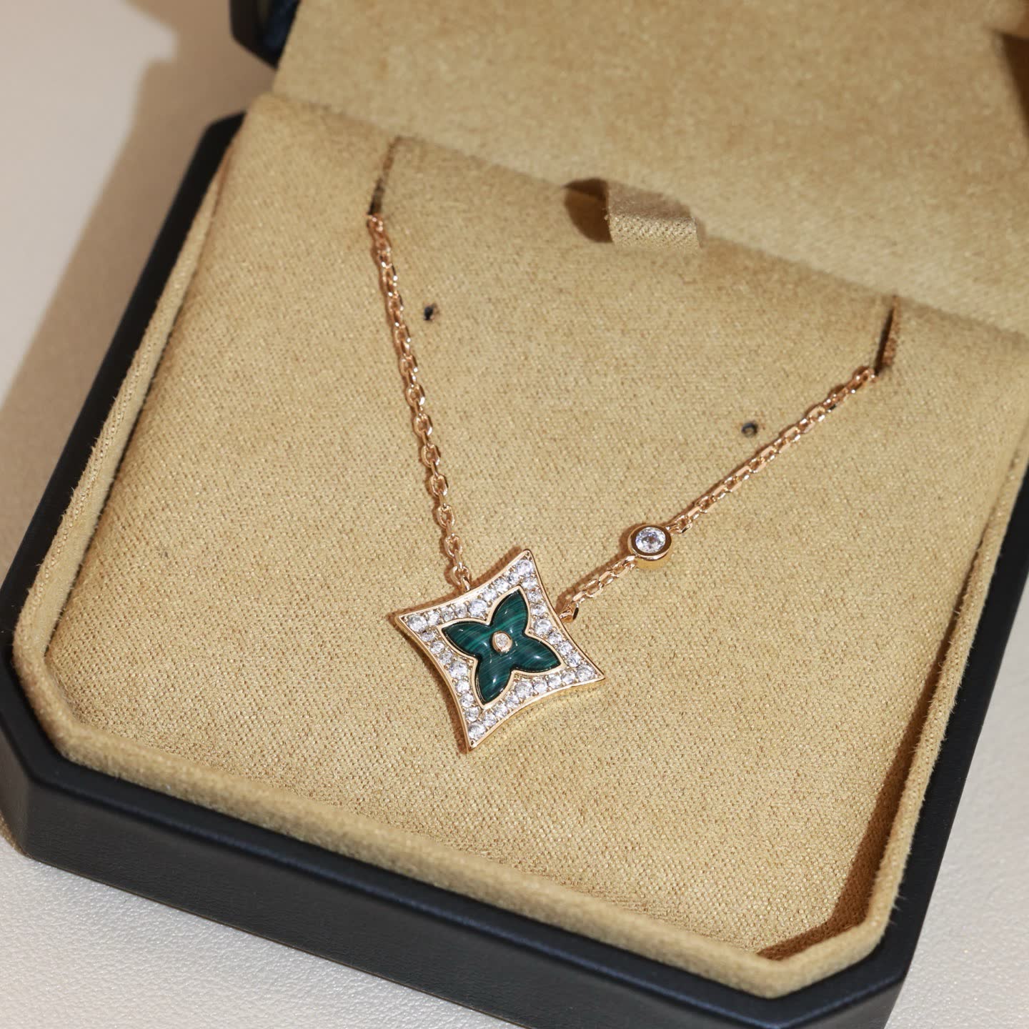 Louis Vuitton Gold and Diamond Flower Pendant Necklace